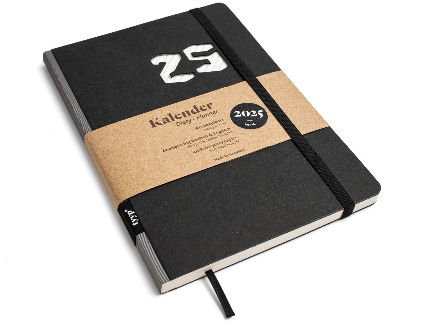 taschenkalender 2025 Schwarz mit Grau - tyyp handmade