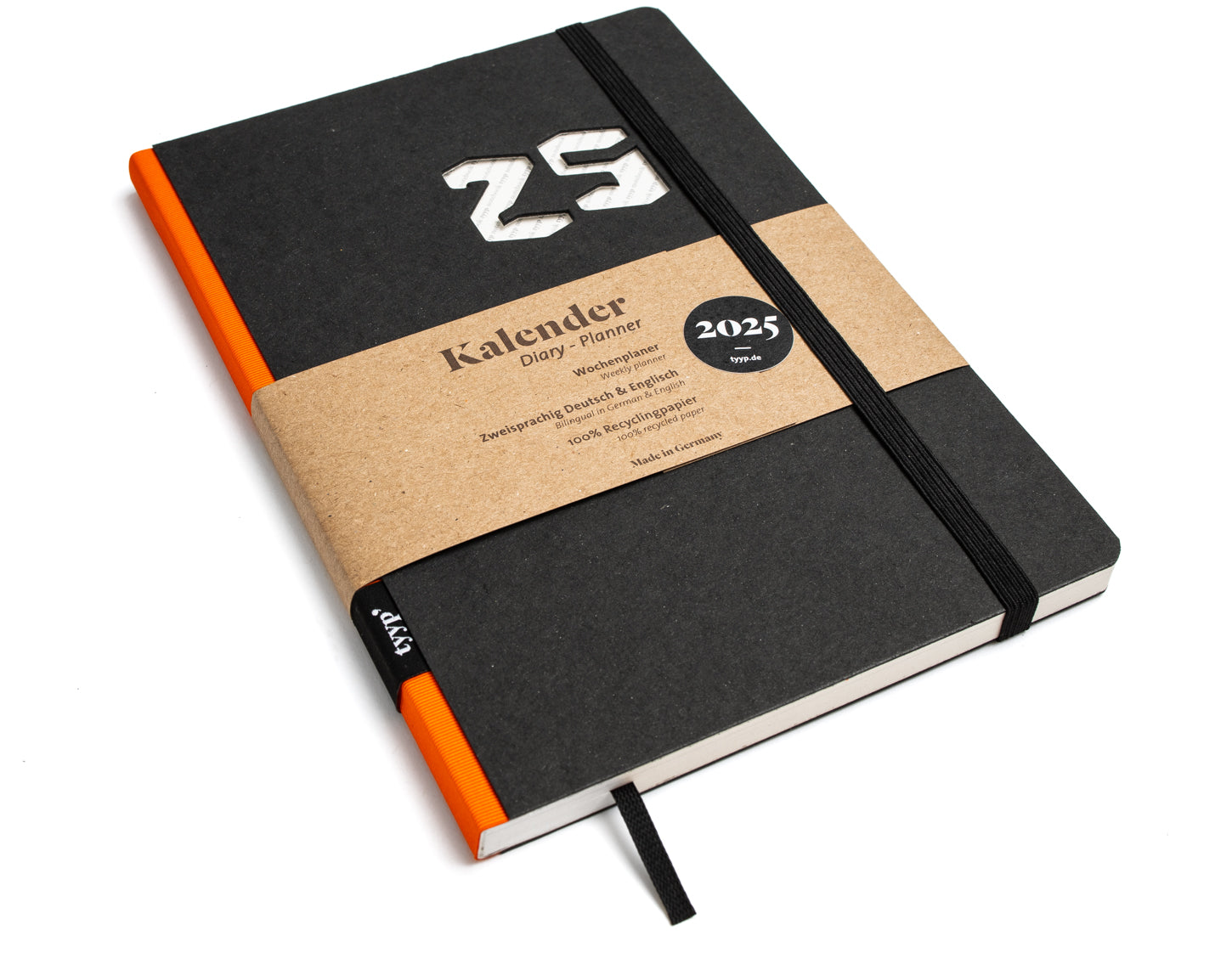 taschenkalender 2025 Schwarz mit Orange - tyyp handmade
