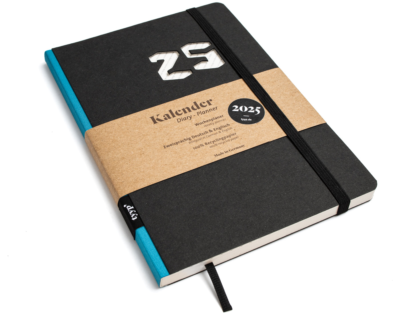 taschenkalender 2025 Schwarz mit Blau - tyyp handmade