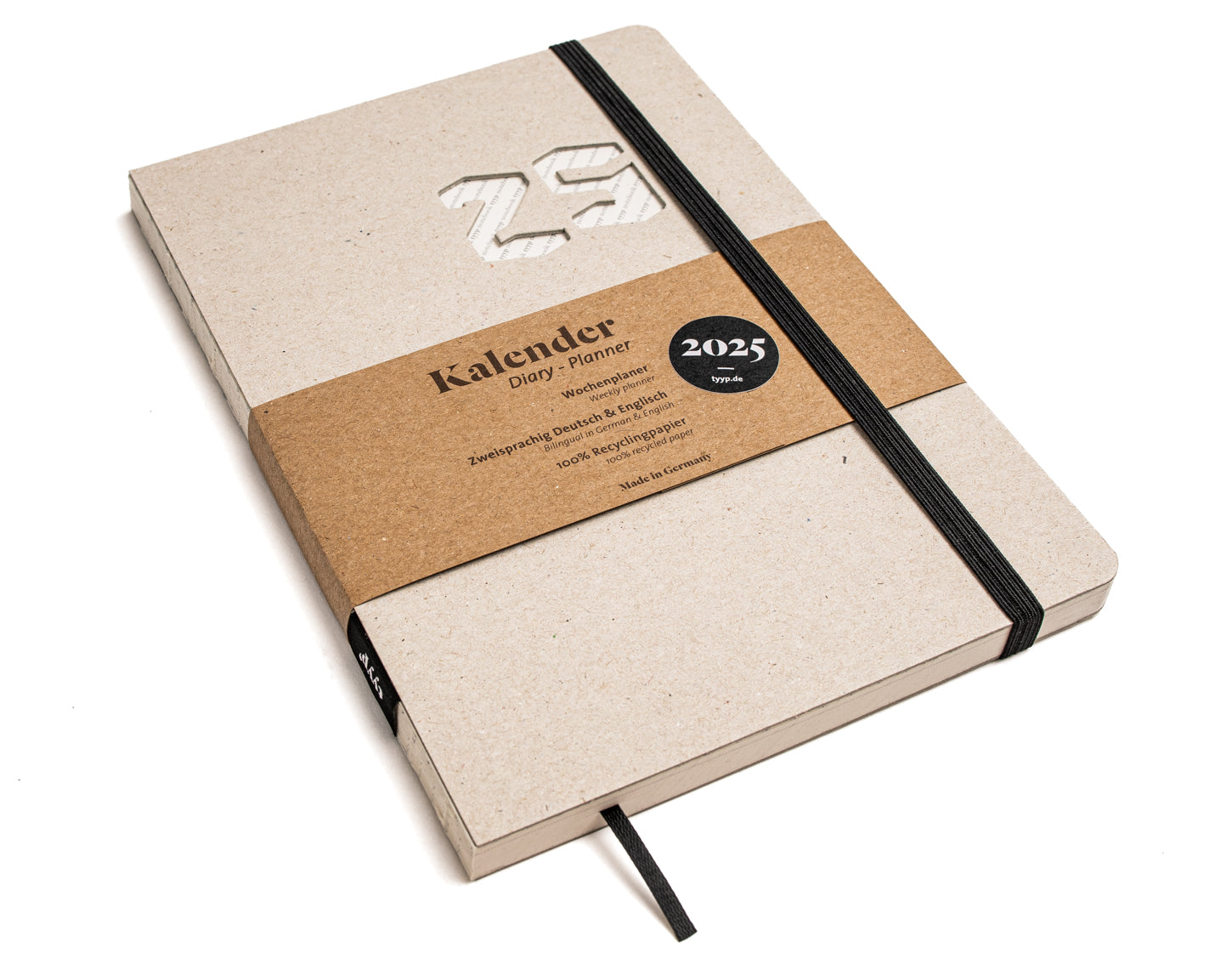buchkalender 2025 Recycling mit offener Fadenheftung - tyyp handmade
