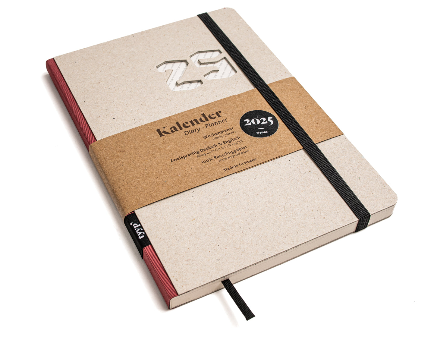 Kalender 2025 Recycling mit Rot - tyyp handmade