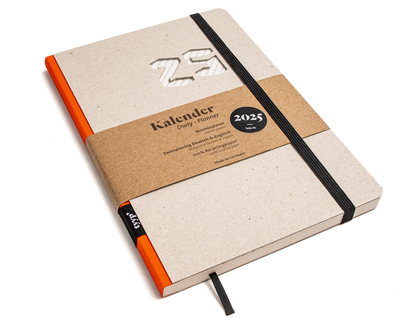 taschenkalender 2025 Recycling mit Orange - tyyp handmade