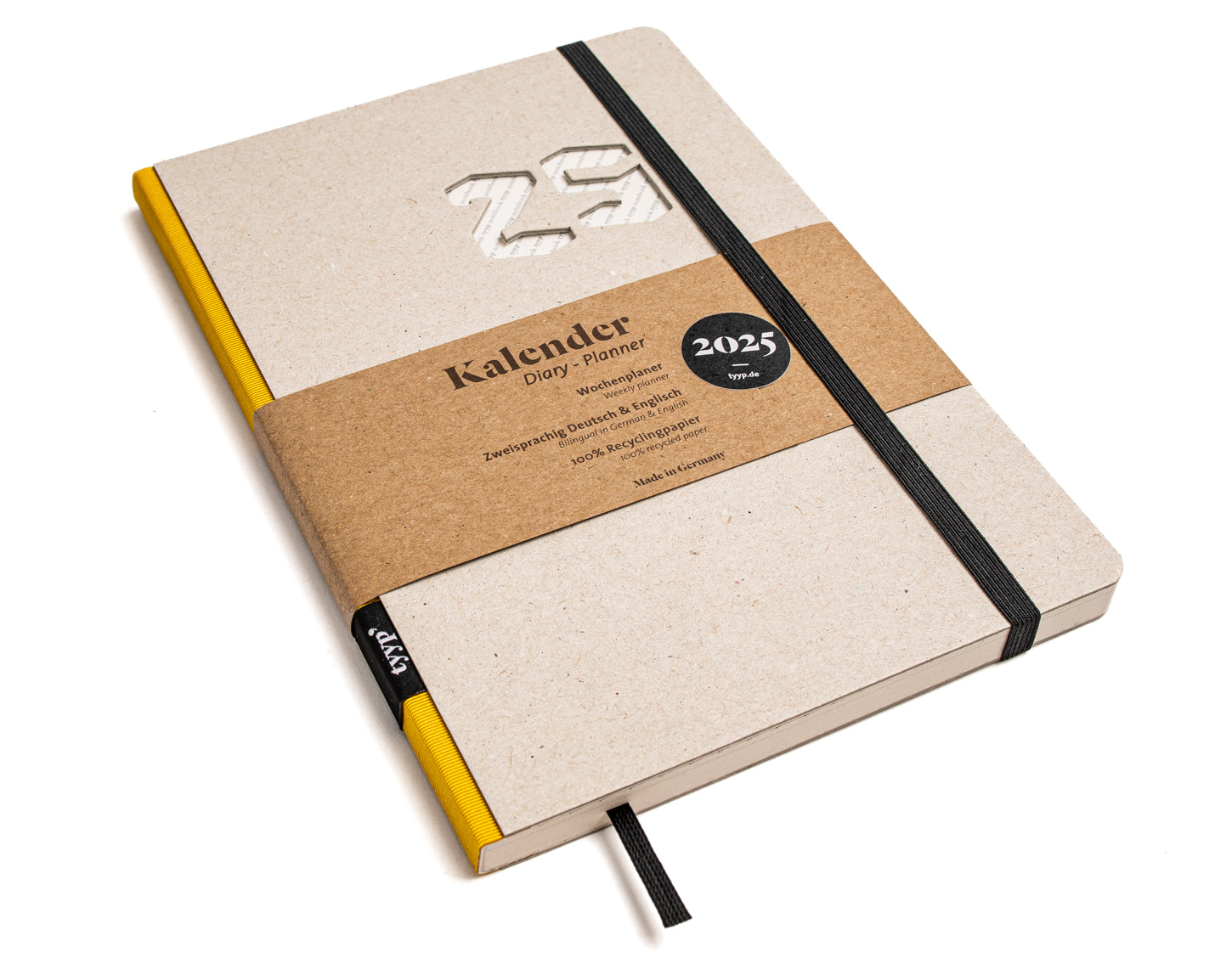 taschenkalender 2025 Recycling mit Gelb - tyyp handmade