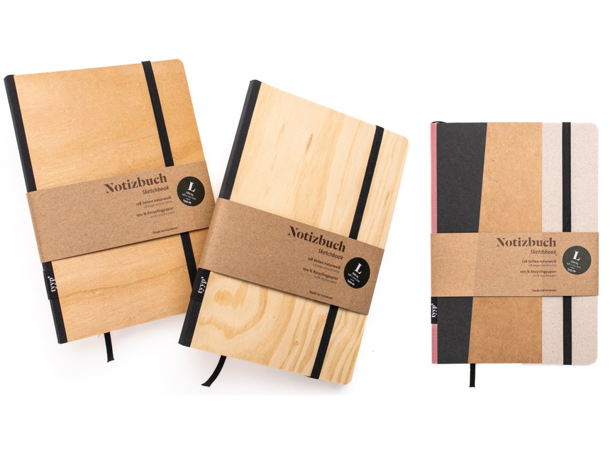 Notizbuch Holz A5 aus 100 % Recyclingpapier - tyyp