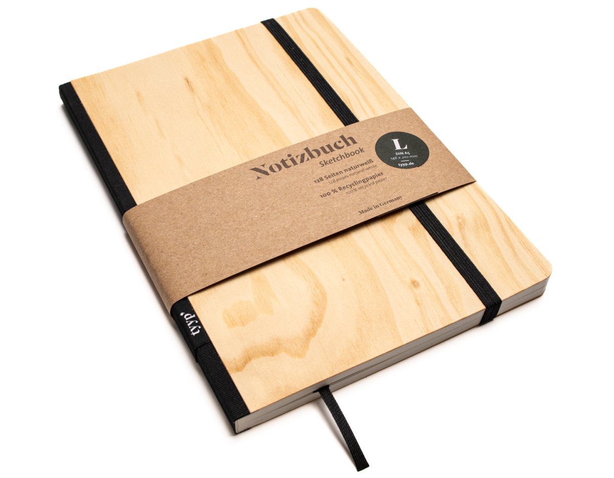 Notizbuch Holz A5 aus 100 % Recyclingpapier - tyyp