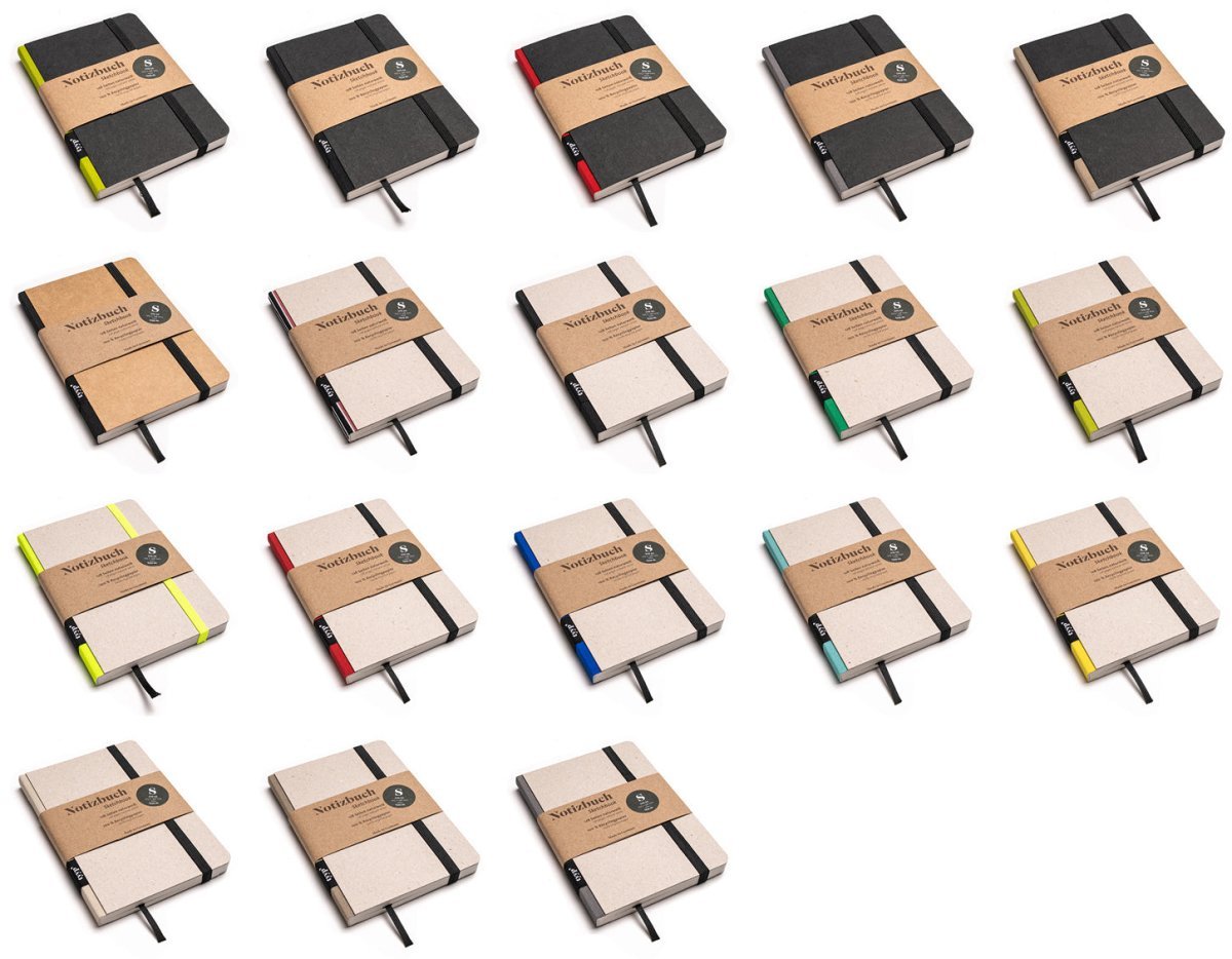 SALE - Nachhaltiges Notizbuch A6 aus 100 % Recyclingpapier „Klassik“ - tyyp