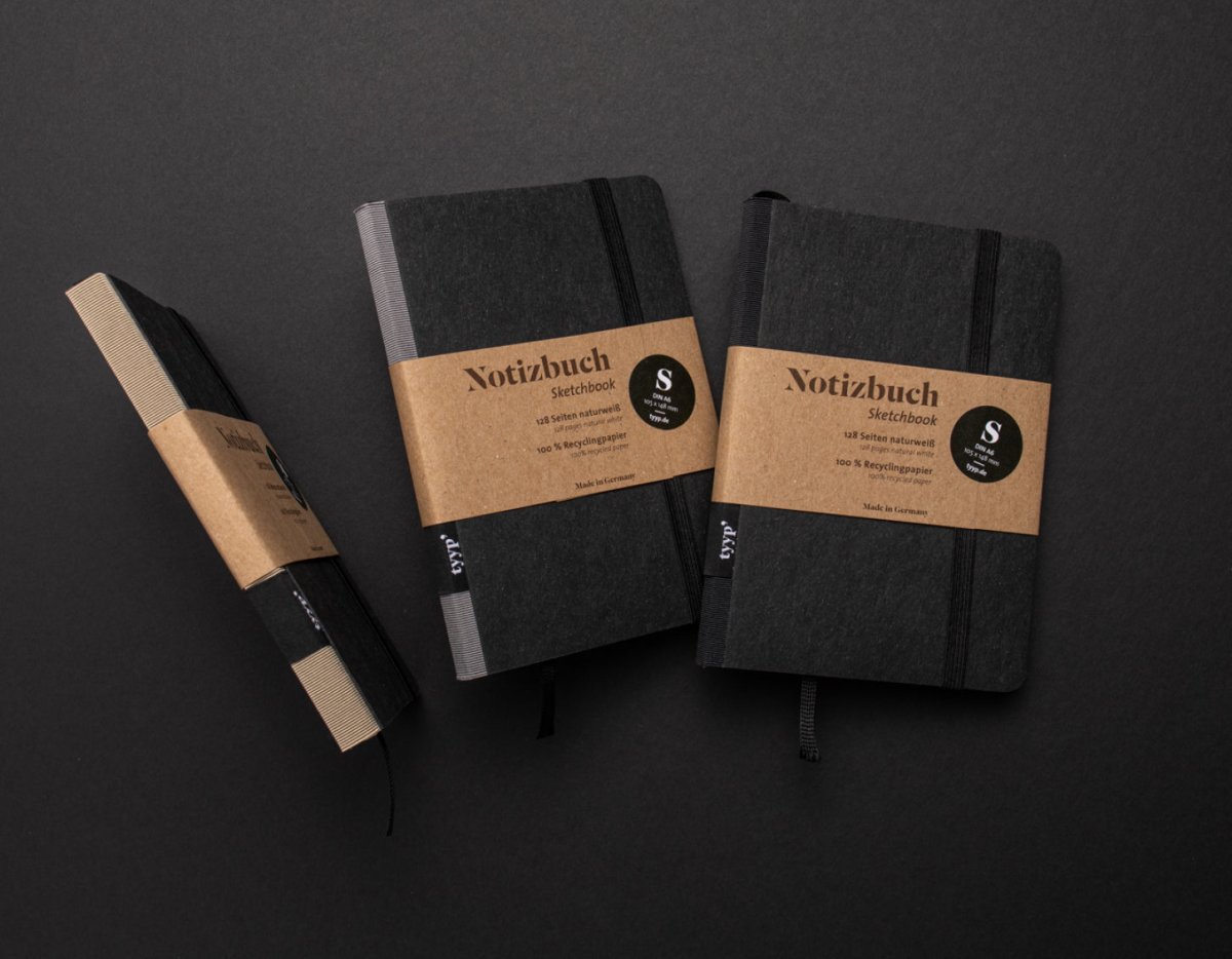 SALE - Nachhaltiges Notizbuch A6 aus 100 % Recyclingpapier „Klassik“ - tyyp