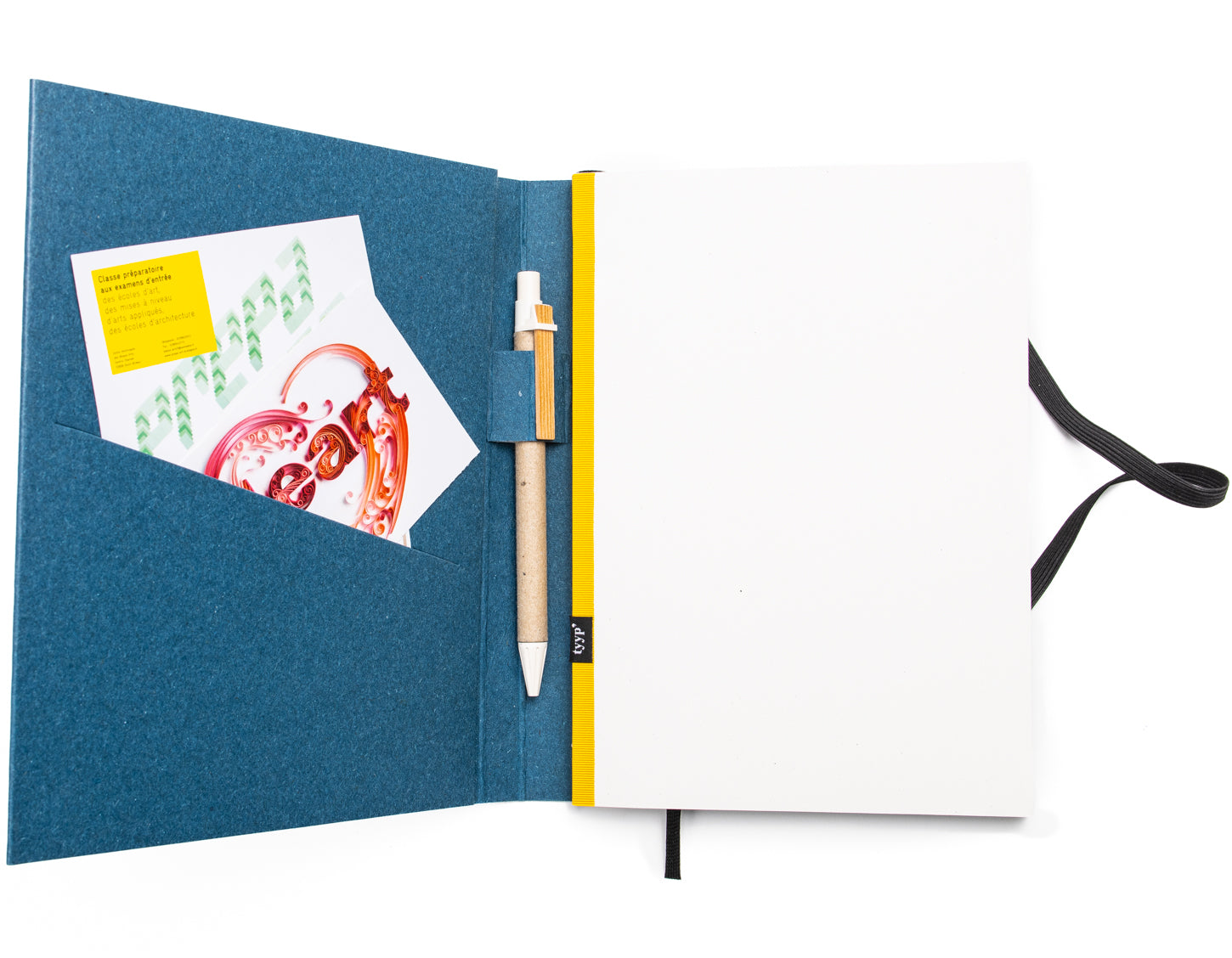 Notizbuch Schweizer Broschur mit Einstecktaschen, aus Recyclingpapier, erinnert an eine Mappe