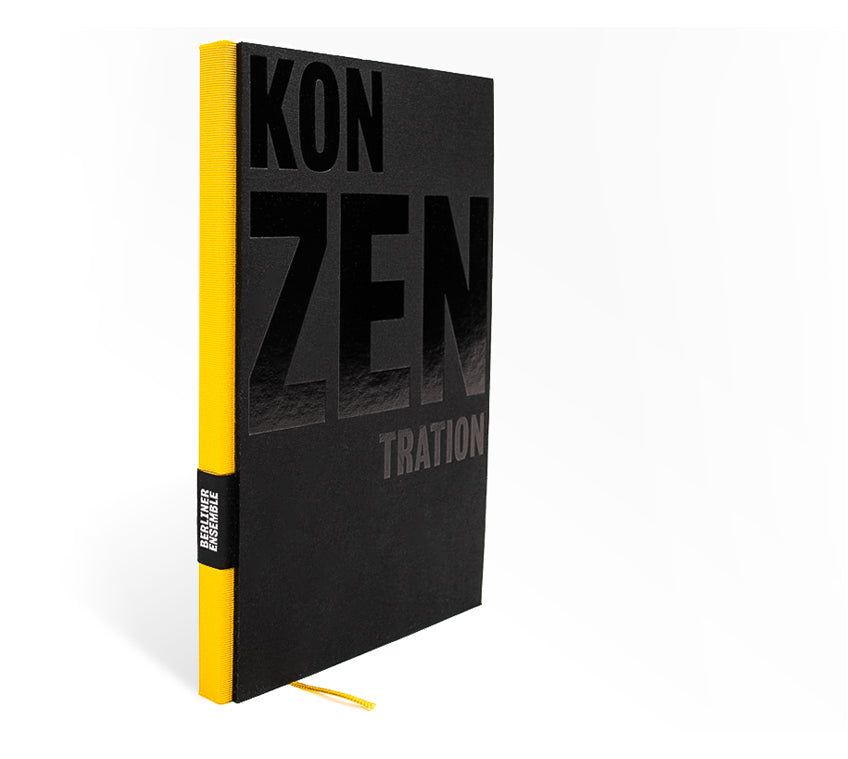 Individuelles Notizbuch mit Logo, schwarzer Einband mit gelbem Bund, Beispiel für tyyp B2B Notizbücher