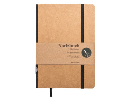 Notizbuch in DIN A5 Größe aus Recyclingpapier, Allrounder für Alltag, Arbeit und Journaling