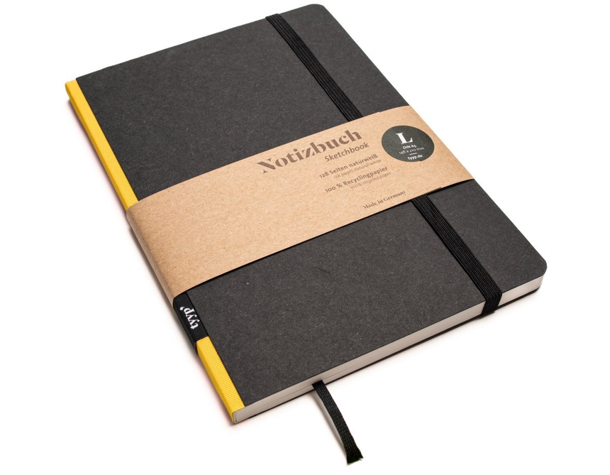 Notizbuch A5 „Klassik“ mit Logo - Prägung (10–100 Stück) (Recyclingpapier) - tyyp