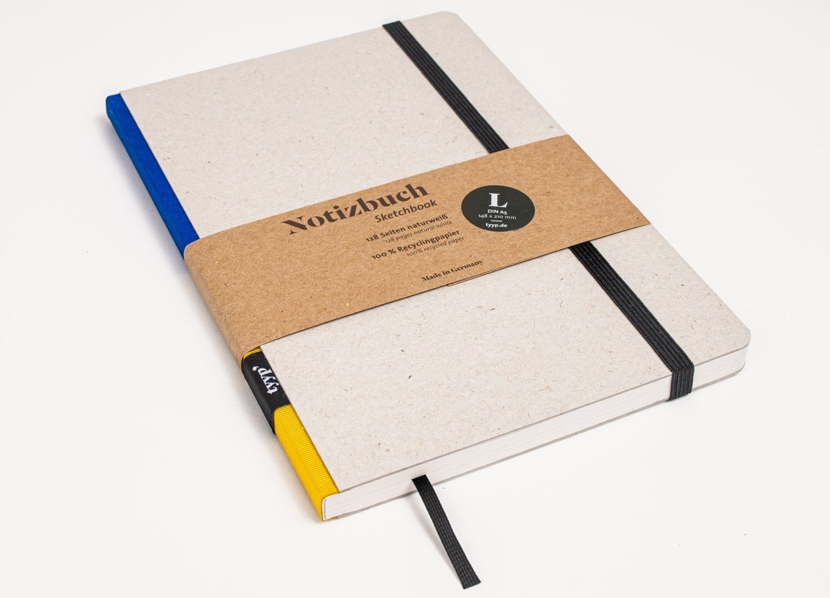 Notizbuch A5 „Klassik“ mit Logo - Prägung (10–100 Stück) (Recyclingpapier) - tyyp