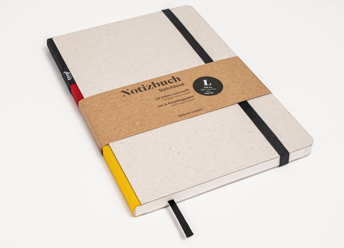 Notizbuch A5 „Klassik“ mit Logo - Prägung (10–100 Stück) (Recyclingpapier) - tyyp