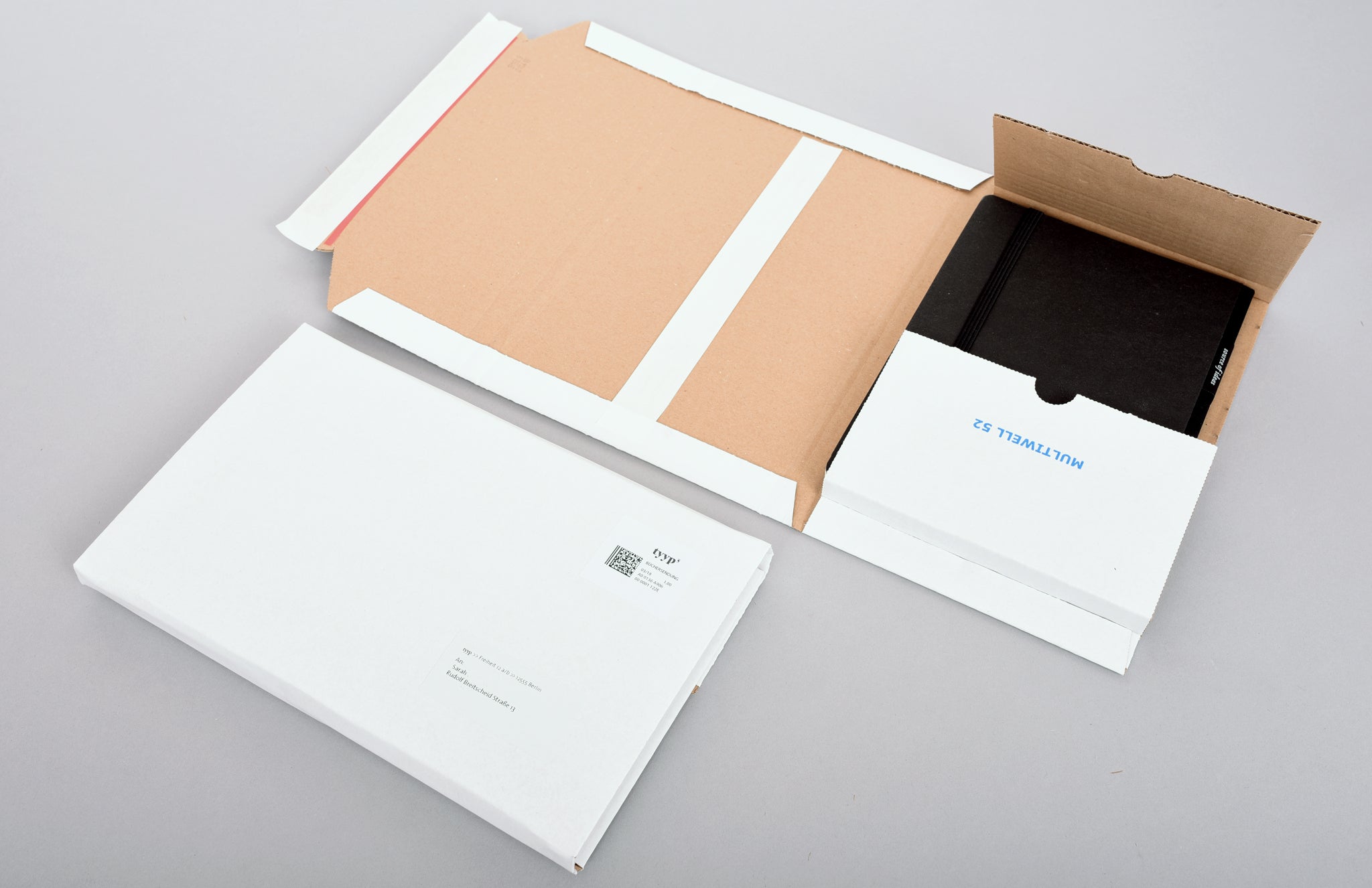 Individuelle Verpackung für Notizbuch mit Logo, nachhaltige Einzelverpackung aus Karton