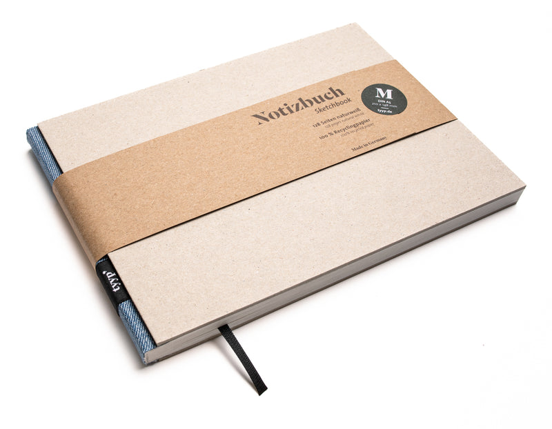 Design Notizbuch Querformat A5 aus 100 % Recyclingpapier „BerlinBook“ - Recyclingkarton-Jeans - tyyp