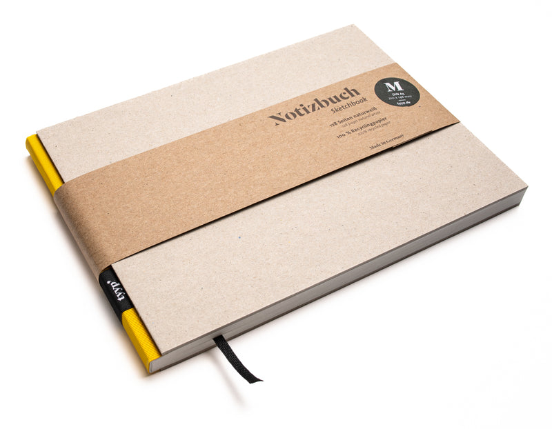 Design Notizbuch Querformat A5 aus 100 % Recyclingpapier „BerlinBook“ - Recyclingkarton-Gelb - tyyp