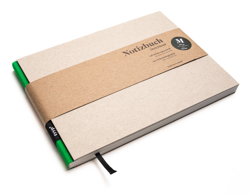 Design Notizbuch Querformat A5 aus 100 % Recyclingpapier „BerlinBook“ - Recyclingkarton-Gruen - tyyp