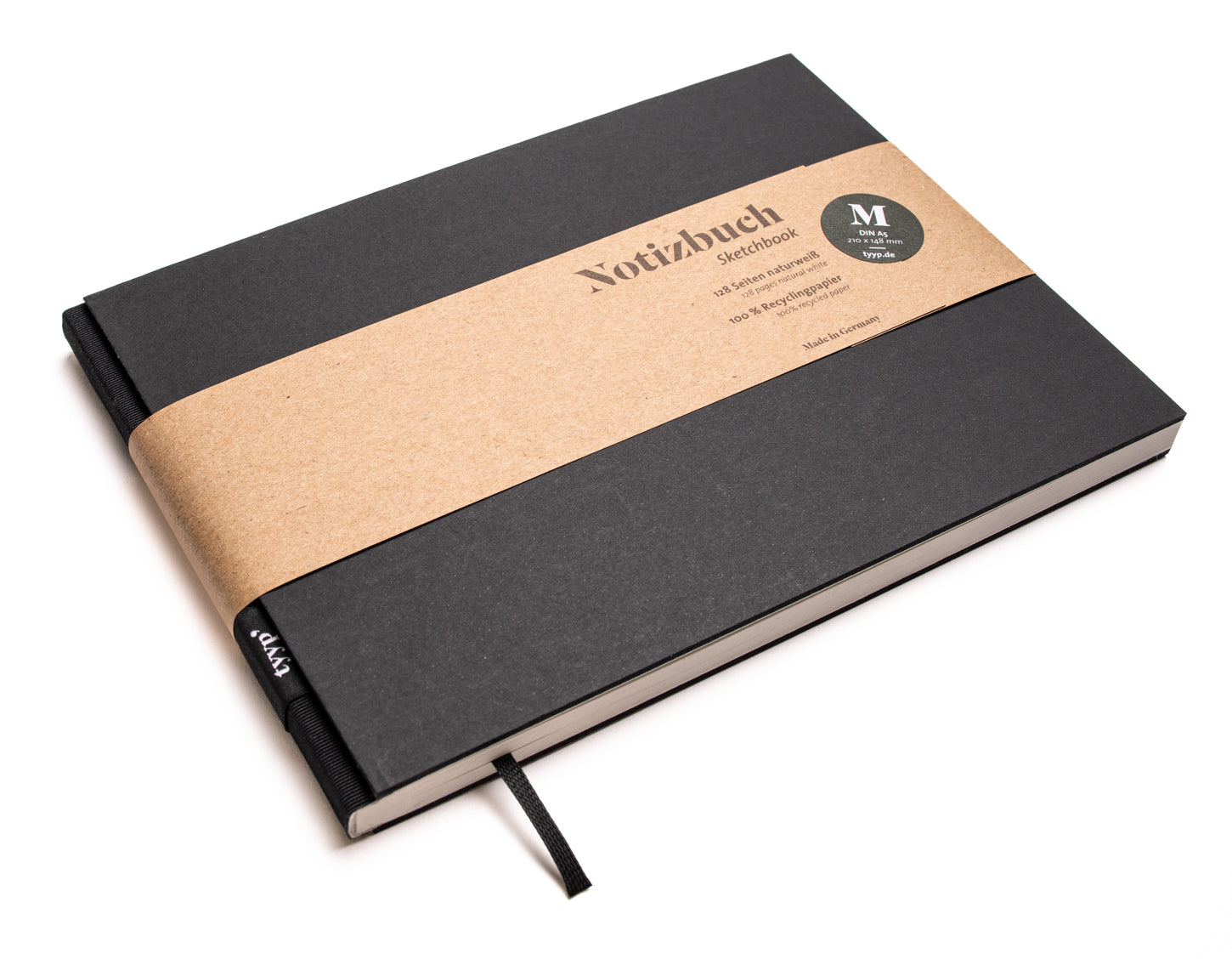 Design Notizbuch Querformat A5 aus 100 % Recyclingpapier „BerlinBook“ - Schwarz-Black - tyyp online kaufen