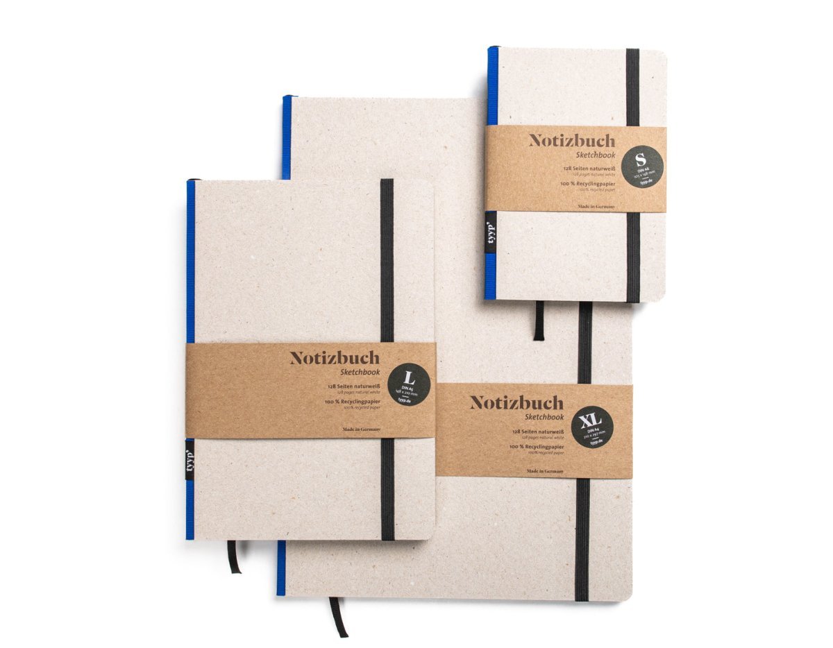 SALE - Nachhaltiges Notizbuch A5 aus 100 % Recyclingpapier „Klassik“ - tyyp