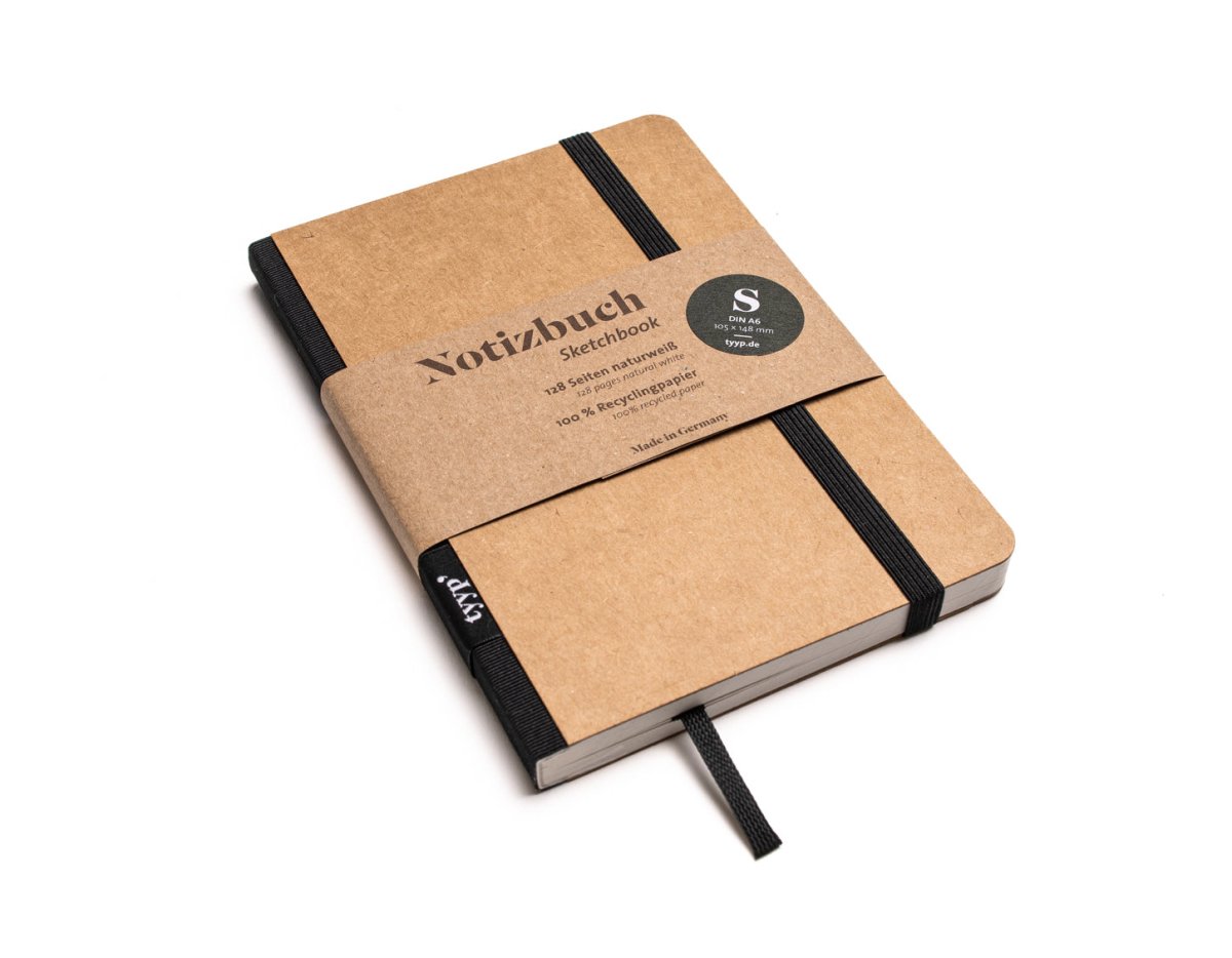 Notizbuch in DIN A6 Größe aus Recyclingpapier, kleines Format für unterwegs, Listen und Ideen